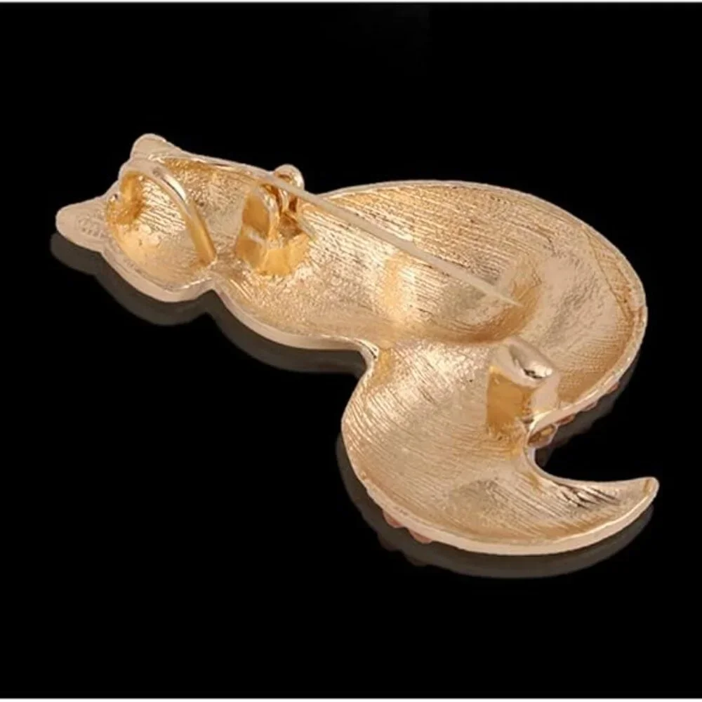 NWOT - Rhinestone Enamel Fox Brooches & 3D Floating Jewelry Display Case - Picture 9 of 11